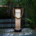 pearlstar Large Solar Powered Lantern Outdoor-Heavy Duty Metal Hanging Lights Decorative Solar Table Lamp Waterproof for Outside Patio Yard Garden Porch Tabletop Decor (Black) by pearlstar