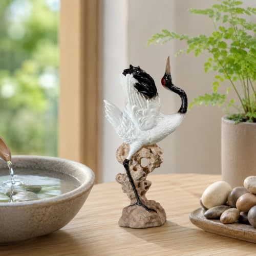 LUOZZY 2 Pcs Red Crowned Crane Figurine with Base for Aquarium Fish Tank - Image 6