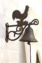 Ebros Gift Cast Iron Rustic Vintage Western Farmhouse Rooster Chicken Door Wall Dinner Yard Bell Outdoor Southwestern Farm Cowboy Cowgirl Accent Bells - Image 2