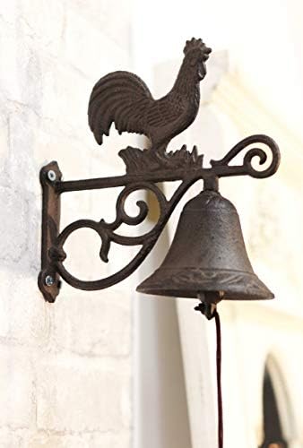 Ebros Gift Cast Iron Rustic Vintage Western Farmhouse Rooster Chicken Door Wall Dinner Yard Bell Outdoor Southwestern Farm Cowboy Cowgirl Accent Bells - Image 2