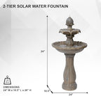 XBrand 44" H Solar Water Fountain, Two-Tier Outdoor Garden Fountain with Bird Bath, Fiberglass Resin Design, & Auto Shut-Off Pump for Patio Yard Decor - Image 2