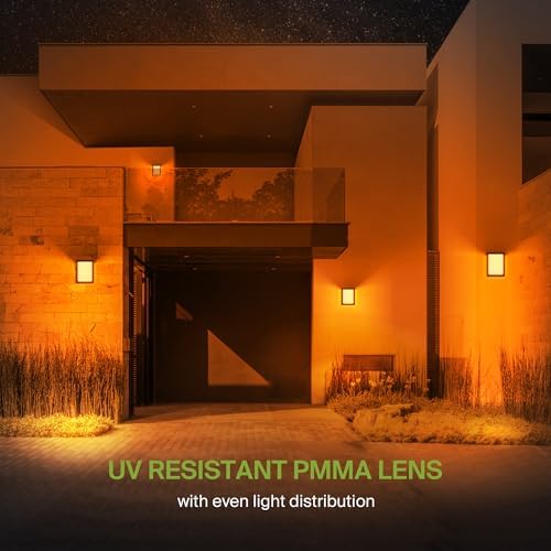 ASD LED 8" Outdoor Wall Light, Smart Front Door House Sconce | RGBW, Work with Alexa, Waterproof, ETL Listed | 12W 840LM 2700-6500K 100-277V | Exterior Lighting Fixture, Porch Lamp | Black, 4 Pack - Image 7