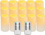15Pack Waterproof Flameless Remote Control Candles (D3''*H5.5''） Battery Operated Flickering LED Pillar Candle，plastic with 10-Key 24Hours Timer for Outdoor/Indoor Party Garden Lanterns Porch Ivory by Flamelesscandles