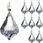 8Pcs 76mm(3.0") Clear Color Chandelier Crystals Parts Maple Leaf Prism Pendant Connected Glass Octagon Beads Chain for Chandelier Decoration, Party,Wedding Decorative (Clear Beads + Gold Plated PIN) by KINGSCRYSTAL