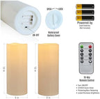 12" x 5" Waterproof Extra Large Outdoor Flameless Candles Battery Operated LED Flickering Pillar Candles with Remote for Indoor Outdoor Lanterns, Long Lasting, Ivory White Large, Set of 2 - Image 4