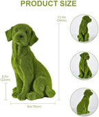 13.39" Garden Statue Flocked Dog Figurine Resin Puppy Yard Green - Image 3