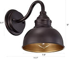 9" Industrial Gooseneck Light Fixture, Oil Rubbed Bronze Barn Light, Modern Farmhouse Wall Sconce for Vanity, Bathroom, Bedroom, Hallway, Living Room, and Reading Room - Image 2