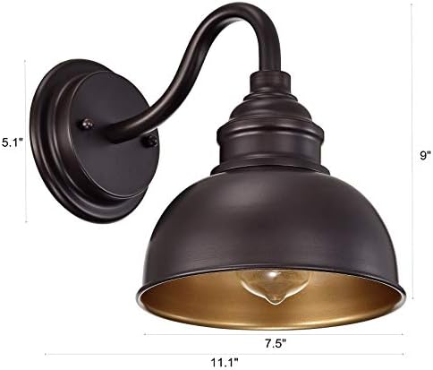 Farmhouse Vanity Wall Sconce, Industrial Gooseneck Barn Light Fixture, Oil Rubbed Bronze Wall Lamps for Bedroom, Bathroom, Hallway, Living Room, Reading Room - Image 2