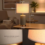 O’Bright Dune - Battery Powered Table Lamp, Rechargeable Cordless Ceramic Lamp, Full-Size 24 Inch Height, 4-Level Dimming, Smart Safety Protection, Type-C Fast Charging, LED Bulb Included, Stone Grey - Image 5