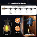 100FT Outdoor String Lights with Remote, 42 Dimmable Shatterproof LED G50 Bulbs, Waterproof Patio & Backyard Lights for Pergola, Deck, Garden, Bistro, Commercial Grade Hanging Lights - Image 6