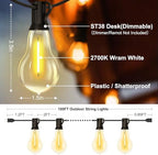 100FT Outdoor String Lights with 50 Bulbs(2FT Spacing), 3 Spare Bulbs - Image 6