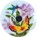 MUMTOP Outdoor Glass Bird Bath Solar Birdbath with Metal Stand Garden Decor - Image 3