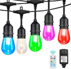 Auroraworld 48FT RGB Outdoor String Lights – Dimmable Patio Lights with Remote & Shatterproof Bulbs for Porch, Balcony & Garden Parties by Auroraworld