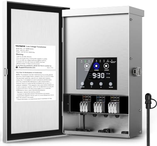SUNVIE 600W Low Voltage Transformer with 3 Zone, Photocell Sensor & Timer by SUNVIE