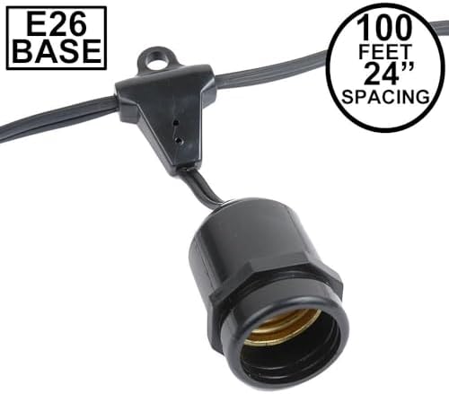 Novelty Lights 100 Feet Heavy Duty Light String, 50 Suspended E26 Sockets - Image 2