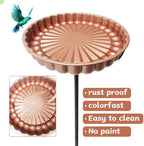 Rust-Proof Bird Bath with Metal Stand Outside, Copper-Tone Bowl, Outdoor Garden Pedestal Bird Baths 9-Pronged Base - Image 2