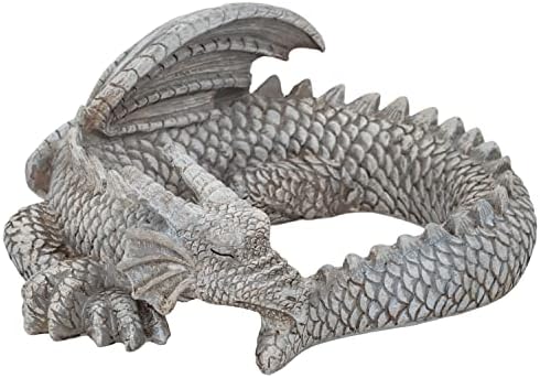 NAT & Jules Small Sleeping Dragon Concrete Finish 10 inch Resin Garden Sculpture by NatJules