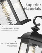 FEMILA 21" Outdoor Wall Light Fixture, Rust-Proof Outdoor Wall Light, Ideal for Porch, Patio, Entryway, Garage, with Water Ripple Glass, UL Listed, 4FD54B2 BK-WP - Image 2