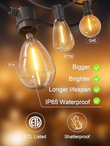 Svater Outdoor String Lights LED 100FT, Waterproof for Outside Patio Light - Image 6
