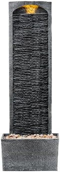 Teamson Home 38.5" Faux Slate Outdoor LED Waterfall Fountain, Gray/Black by TeamsonHome