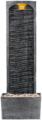 Teamson Home 38.5" Faux Slate Outdoor LED Waterfall Fountain, Gray/Black by TeamsonHome