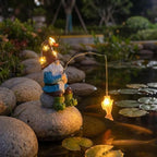 Solar Garden Gnome Statue Outdoor Decor, Resin Outdoor Statues Solar Powered Fishing Gnome Figurine for Koi Fish Pond Decor, Pond Accessories for Yard, Patio, Lawn Garden, Garden Statues Fishing Decor - Image 3