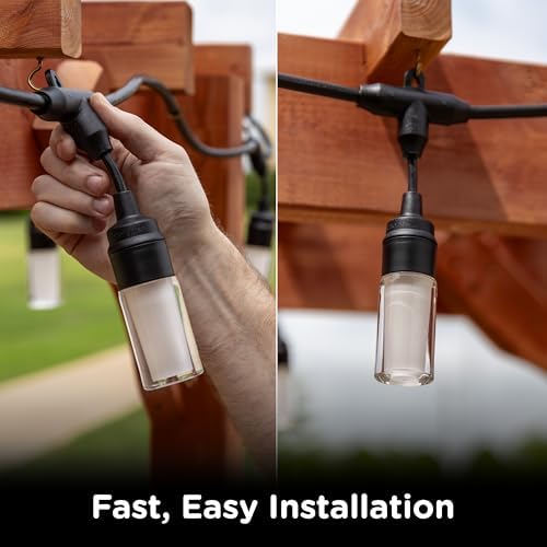 Enbrighten Modern Outdoor String Lights, 24ft, 12 Bulbs, White Light Only - Image 5