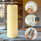 4" x 12" Ivory Large Waterproof Outdoor Flameless Candles Battery Operated LED Flickering Pillar Candles with Remote and Timer for Indoor Outdoor Lanterns, Long Lasting, Set of 2 - Image 3