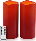 Homemory 4"x10" Burgundy Flameless Candles, Red Candles, Outdoor Waterproof Flameless Candles with Remote and Timers, Battery Operated LED Pillar Candles, Christmas Decor, Won't Melt Plastic, Set of 2 by Homemory
