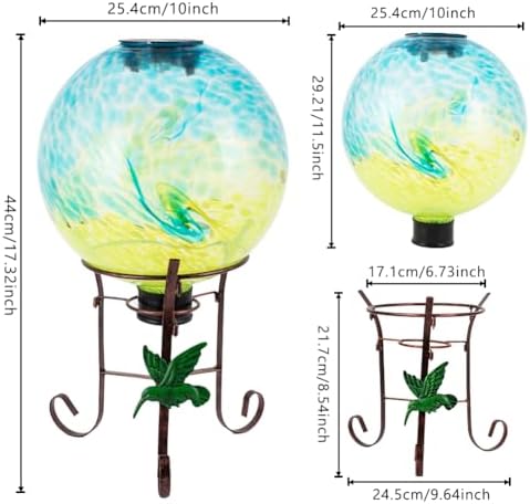 10" Diameter Solar Color-Changing Gazing Ball with Metal Stand - Image 3