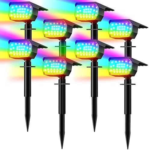 LANSOW Solar Spot Lights Outdoor Color Changing, 8 Pack Christmas Spotlight by LANSOW