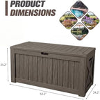 JUMMICO 120 Gallon Resin Deck Box, Large Outdoor Storage Box Waterproof & Lockable for Garden, Patio, Pools (Deep Brown) - Image 6