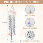 Crystal Wind Chimes - Glass Wind Chimes for Outside, Outdoor Crystal Suncatcher with Tuned Tubes, Reflective Windchimes Outdoors Unique, Hanging Prism Rainbow Maker Chandelier Home Decor Gift - Image 6