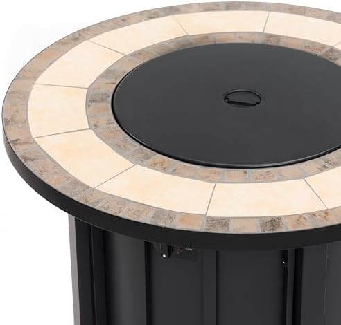 30'' Ceramic Round Propane Fire Pit Table, 50,000 BTU Steel Gas FirePit for Outdoor, Fire Table with Lid, Add Warmth & Ambience to Gatherings and Parties On Patio Deck Garden Backyard, Black. - Image 5