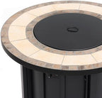 30'' Ceramic Round Propane Fire Pit Table, 50,000 BTU Steel Gas FirePit for Outdoor, Fire Table with Lid, Add Warmth & Ambience to Gatherings and Parties On Patio Deck Garden Backyard, Black. - Image 5