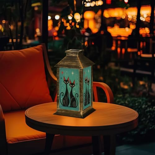 Teal Cats Mid Century Solar Lanterns Outdoor Waterproof - Image 7