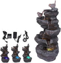 Resin Stone Imitation Waterfall with LED Lights Tabletop Water Fountain Tabletop Fountain Relax Meditation Decor for Home Office (A) by FASDRESS