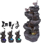 Resin Stone Imitation Waterfall with LED Lights Tabletop Water Fountain Tabletop Fountain Relax Meditation Decor for Home Office (A) by FASDRESS
