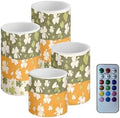 4 Pack Shamrocks Battery Operated Candles with Timers Flameless Candles with Remote St Patrick's Day Outdoor Lanterns for Porch LED Lights for Holiday Home Decorations by Merkmak