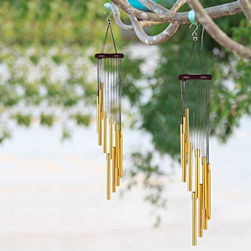 6 Pieces 28 Deep Tone Memorial Wind Chimes with 6 Aluminum Tubes Gold Aluminum Tubes Soothing Melody for Outdoor Garden Patio Home Farmhouse Decor - Image 5
