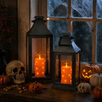 Orange Flickering Flameless Candles with Remote Timer, 6 pcs LED Battery Operated Candles with String Lights, Halloween Fall Candles Decor for Home, Same Size D3 H6 - Image 3