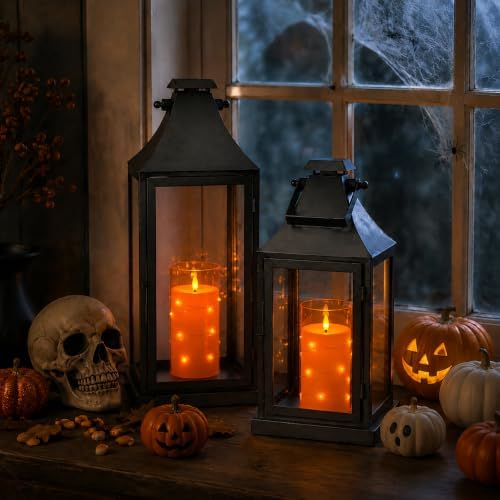 Orange Flickering Flameless Candles with Remote Timer, 6 pcs LED Battery Operated Candles with String Lights, Halloween Fall Candles Decor for Home, Same Size D3 H6 - Image 3