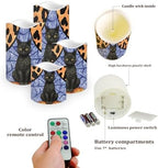 Black Cat Battery Operated Candles with Flickering Flame Timer Flameless Fake Pillar Candles Color Changing Led Electric Candles Tea Light for Halloween Party Home Table Kitchen Decor - Image 3