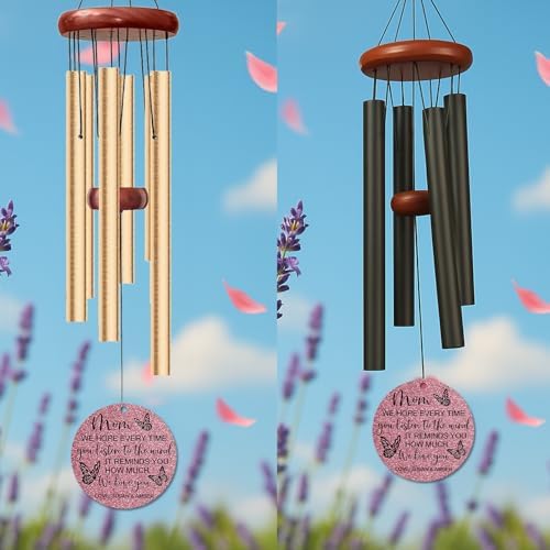 Personalized Mom Memorial Wind Chime – “Every Time You Listen to The Wind” Custom Names Tribute – Sympathy Gift for Loss of a Beloved Parent – Outdoor Remembrance Hanging Windchime for Loving Memory - Image 4