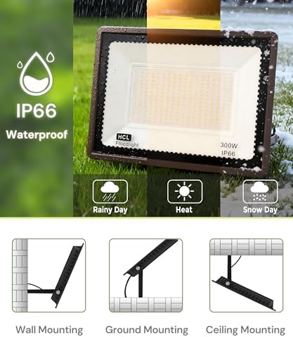 L LOHAS LED 300W Dusk to Dawn Plug in Flood Light Outdoor 6000K 2 Pack - Image 7