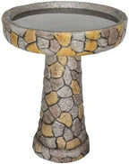 watnature Stone Like Outdoor Bird Bath - Concrete Freestanding Patio Birdbath with Pedestal for Garden, Patio, Yard, Lawn - 18.8”L X 18.8”W X 24”H Rustic Faux Stone Pedestal Outdoor Garden Birdbaths - Image 5