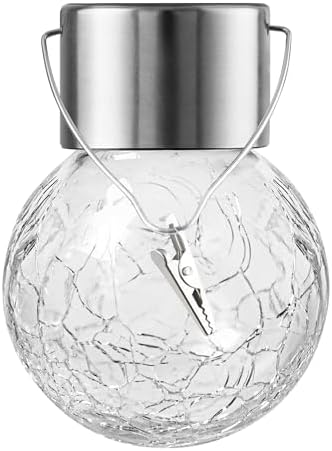 PARTPHONER 32 Pack Hanging Solar Lights Outdoor, Waterproof Solar Globe Lantern with Handle and Clip, Decorative Cracked Glass Ball Lights for Christmas Decor, Tree, Yard, Garden, Patio (Cold White) - Image 4