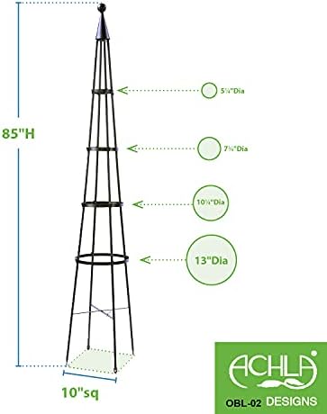 Achla Designs OBL-02A Garden Obelisk, 85" H Trellis, Graphite - Image 2