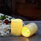 Waterproof Outdoor Battery Operated Flameless Candles with Auto Timer Flickering Plastic Resin Electric LED Pillar Lights for Lantern Patio Garden Wedding Party Decorations 3x4 Inches 6 Pack White - Image 2