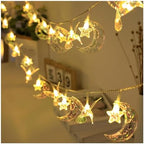 CAKERS Moon and Star Fairy Lights|Hanging Decor Led Copper Wire Lights|Bird Design Ambient Light for Christmas Party Bedroom Patio,Warm White,3m(9.8ft)-20LED-USB by CAKERS